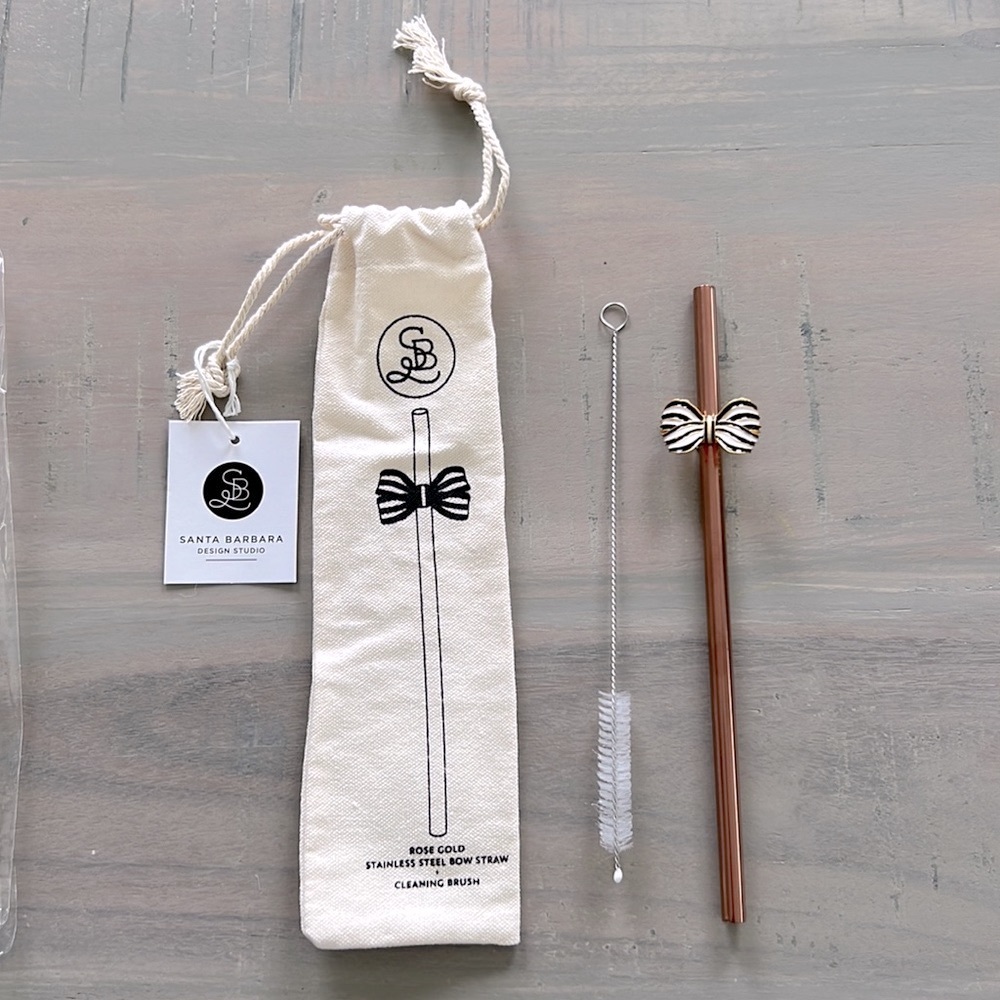 🆕 Stainless steel bow straw & cleaning brush. NWT.
